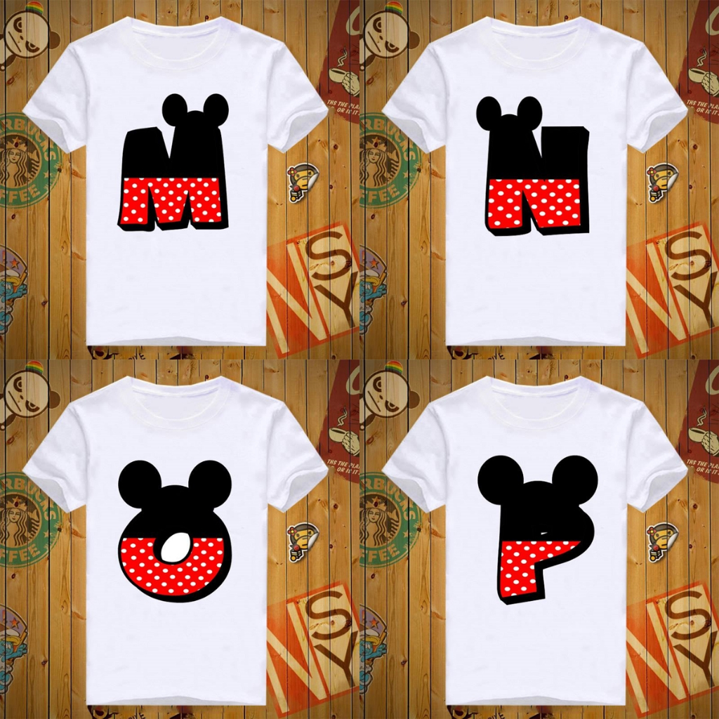 เสื้อยืดอักษร M-P ภาษาอังกฤษมิกกี้