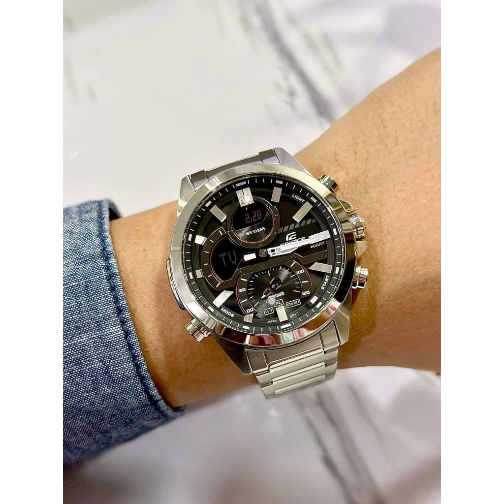 นาฬิกาข้อมือผู้ชาย Casio EdificeBluetoothแท้ สายสแตนเลส รุ่นECB-30D สปอร์ต กันน้ำ100m รับประกันศูนย์ทั่วประเทศ