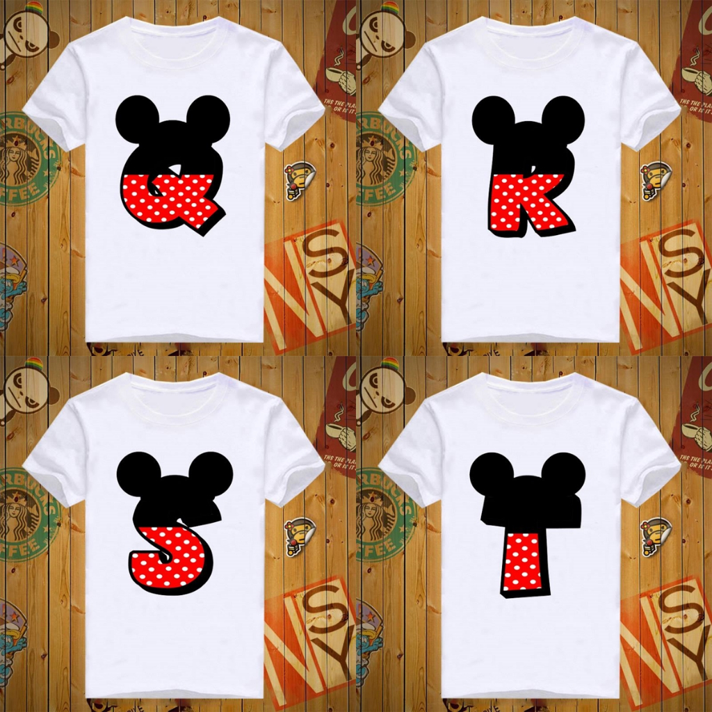 เสื้อยืดอักษร Q-T ภาษาอังกฤษมิกกี้