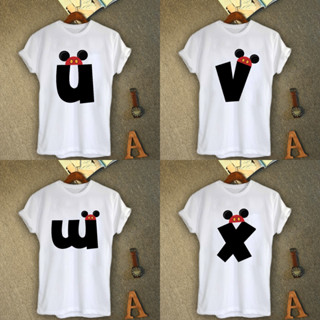 เสื้อยืดอักษร U-X ภาษาอังกฤษมิกกี้ใส่หมวก