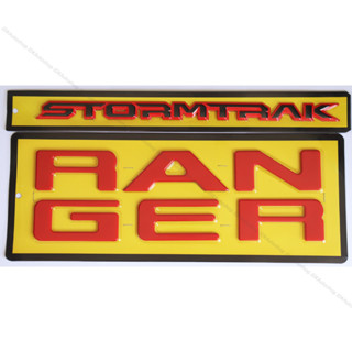 2 ชิ้น โลโก้ใหญ่ RANGER สีแดง ติดร่อง ฝากระโปรงท้าย + STORMTRAK สีดำขอบแดง สำหรับ ฟอร์ด เรนเจอร์ สตอร์มแทรค New Ford Nex