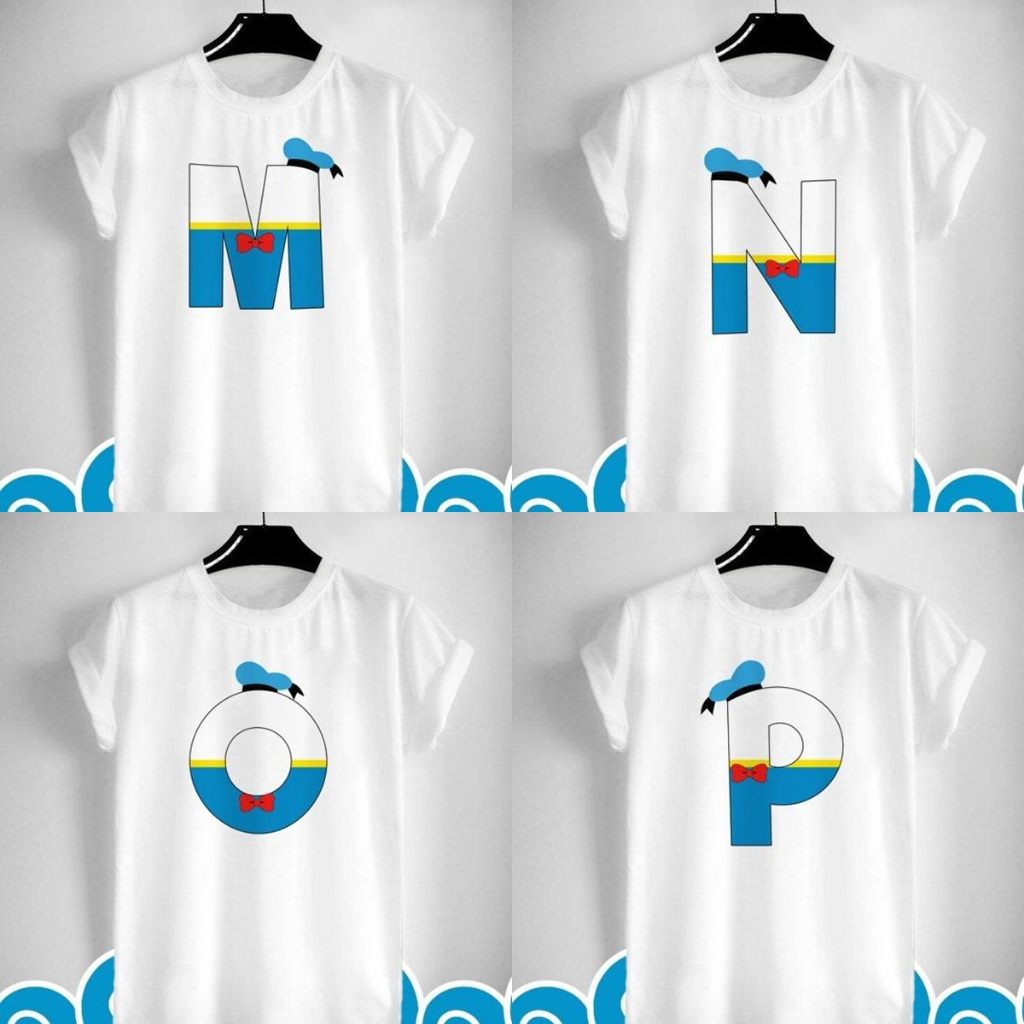 เสื้อยืดสกรีนลายอักษร M N O Pโดนัลฟ้า