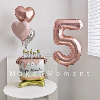 (ร้านไทย 🇹🇭 ส่งไว ว่งทุกวัน) ลูกโป่งวันเกิด ไซส์ 32 นิ้ว, 40 นิ้ว ลูกโป่งตัวเลขสีโรสโกลว์ Rose Gold