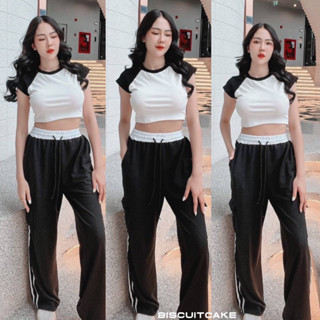 BW CARGO SET ชุดเซ็ทเสื้อครอป กางเกงขายาว