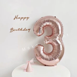 (ร้านไทย 🇹🇭 ส่งไว ว่งทุกวัน) ลูกโป่งวันเกิด ไซส์ 32 นิ้ว, 40 นิ้ว ลูกโป่งตัวเลขสีโรสโกลว์ Rose Gold