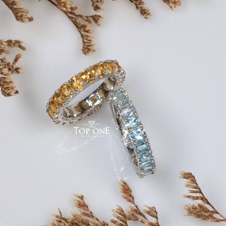 Top1Jewelry แหวนพลอยแท้ Blue Topaz Citrine เงินแท้