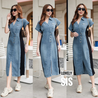 🌈🌿🌸🌼🌺💙🤎🇰🇷 Jeans Patch Cotton Slant Button Maxi Dress Shirt