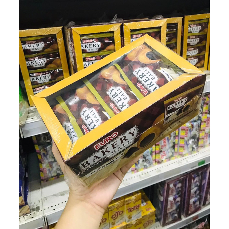💢ยูโร่ เบเกอรี่บอล💢 แบบกล่อง Euro Bakery Ball Chocolate เบเกอรี่บอล รสช็อกโกแลต 15 กรัม ✕ 12 ซอง อร่