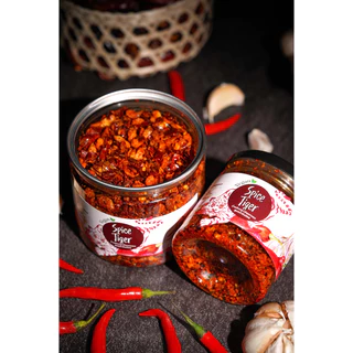 น้ำพริกกระเทียมกรอบน้ำมันรำข้าว สูตร LEAN เผ็ดมาก น้ำมันน้อย Spice Tiger Vegan ไม่มีส่วนผสมของหมู น้ำพริกเสือเผ็ด