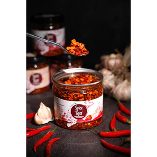 น้ำพริกกระเทียมกรอบน้ำมันรำข้าว สูตร LEAN เผ็ดมาก น้ำมันน้อย Spice Tiger Vegan ไม่มีส่วนผสมของหมู น้ำพริกเสือเผ็ด