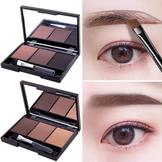 E5228 Eyebrow Powder แป้งฝุ่นเขียนคิ้ว 3in1 พร้อมแปรง กันน้ำ กันเหงื่อ ติดทนนานใช้ระบายสีคิ้ว เป็นอายแชโดว์ 1ตลับ3สี