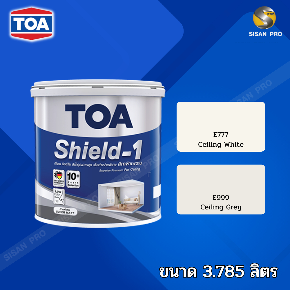 TOA Shield One Acrylic Paint for ceiling ทีโอเอ ชิลด์ วัน สีน้ำอะคริลิก สำหรับทาฝ้าเพดาน 3.785 ลิตร