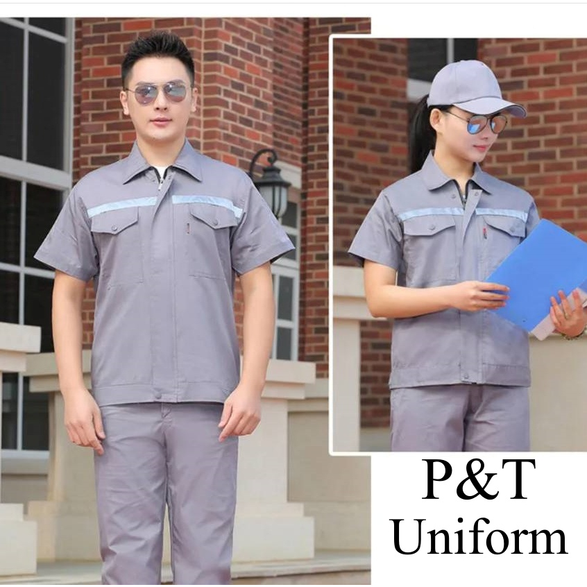 Uniform ,เซฟตี้,เวิลค์ช็อป,ช่างแอร์ ,พนักงาน ชุดทำงาน (แขนสั้นเฉาะเสื้อ) แถบสะท้อน