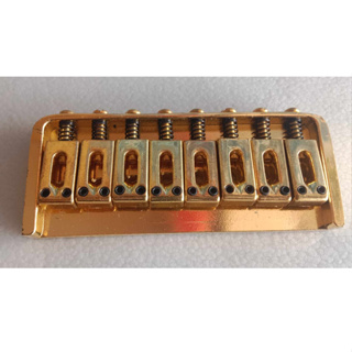 Kowaku String Instrument สะพานสายไฟคงที่ประเภทอานประแจสำหรับ8สตริงกีต้าร์ไฟฟ้า สีทอง+สกรู 4 ตัว+ประแจL