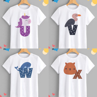 เสื้อยืดสกรีนอักษร U-X ลายสัตว์ต่างๆ