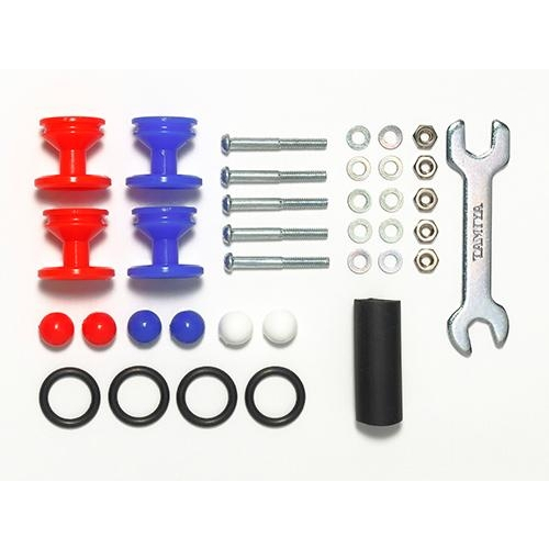 โรลถ้วยพลาสติกแบบมีโอริง <Tamiya 15525 – Low Friction Plastic WRoller&Ring (Red/Blue 13-12mm)>