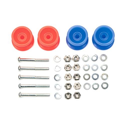 โรลถ้วยพลาสติก (แดงน้ำเงิน) <Tamiya 15457 - Low Friction Plastic Double Rollers (Red&Blue/13-12mm)>