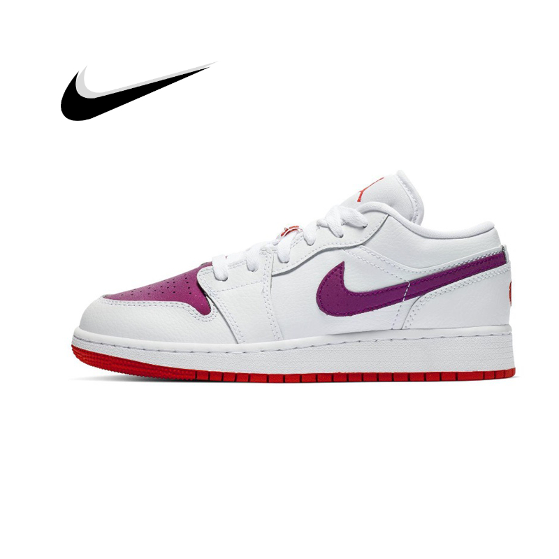 Jordan Air Jordan 1 Low Valentine's Day Low Top White Fuchsia รองเท้าผ้าใบของแท้ 100%