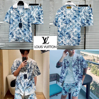 ชุดเซทผู้ชาย Louis Vuitton 👨🏻เสื้อเชิ้ตแขนสั้น + กางเกงขาสั้น 🩳 Hiend 1:1