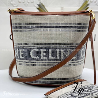 CELlNE TEXTILE BUCKET BAG / CELlNE TEEN BUCKET in STRIPED TEXTILE WITH JACQUARD  ดีไซน์ทรง Bucket ใบใหญ่กำลังดี