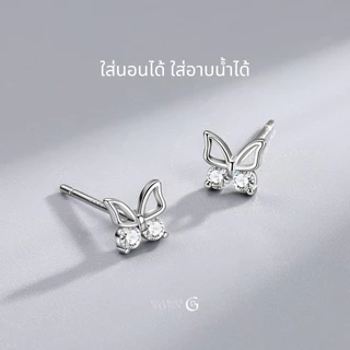 GLAMOR✨ต่างหูเงินแท้ Mini Butterfly ต่างหูเงิน ต่างหูผีเสื้อ ต่างหูสวยๆ ตุ้มหูเพชรcz ต่างหูแฟชั่น