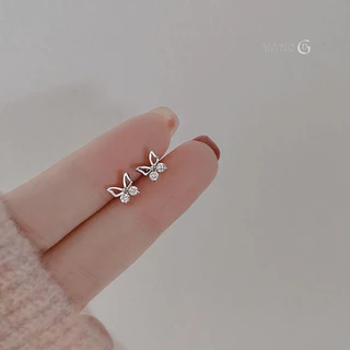 GLAMOR✨ต่างหูเงินแท้ Mini Butterfly ต่างหูเงิน ต่างหูผีเสื้อ ต่างหูสวยๆ ตุ้มหูเพชรcz ต่างหูแฟชั่น