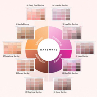 Wakemake Soft Blurring Eye Palette (08 Warm Nut Blurring + Brush Set, 09 Cool Taupe Blurring + Brush Set, 02 Vital)