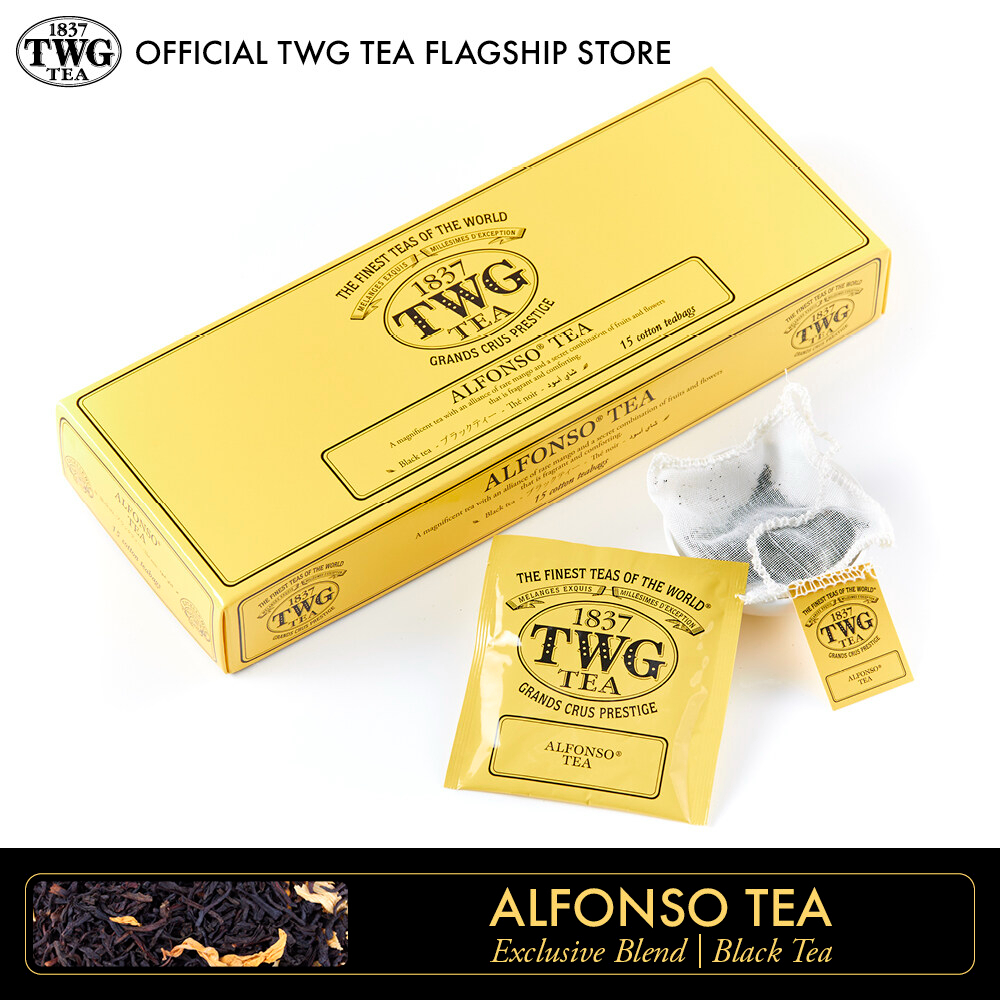 TWG Tea | Alfonso Tea | Black Tea Blend | Cotton Teabag Box 15 Teabags / ชา ทีดับเบิ้ลยูจี ชาดำ อัลฟอนโซ ที ชนิดซอง บรรจ
