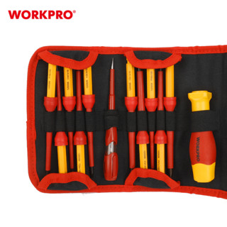 WORKPRO ชุดไขควงหุ้มฉนวนกันไฟ 12 ชิ้น, ชุดไขควงหุ้มฉนวน 8 ชิ้น, ชุดคีมปอกสายไฟหุ้มฉนวน 4 ชิ้น