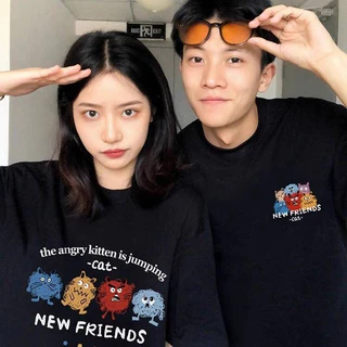 เสื้อยืดแขนสั้นสกรีนลายคู่รัก น่ารัก ชายหญิง ทันสมัย ES23
