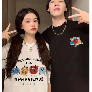 เสื้อยืดแขนสั้นสกรีนลายคู่รัก น่ารัก ชายหญิง ทันสมัย ES23