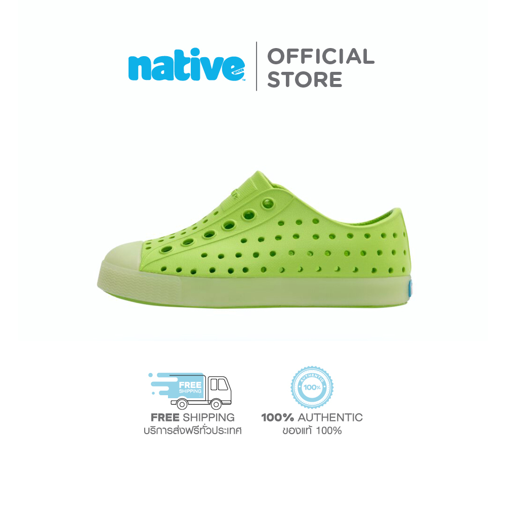 Native รองเท้ากันน้ำเด็กโต EVA รุ่น Jefferson Sugarlite Glow Snap Green/ Glow