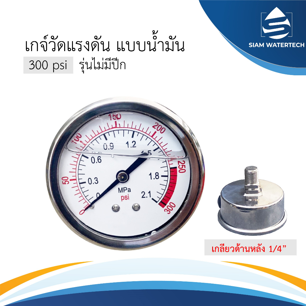 Pressure Gauge เกจน้ำมัน แบบเกลียวยึดหลัง 150 PSI และ 300 รูปที่ 4