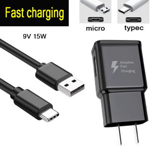 สายชาร์จtypec fast charging micro3A  หัวชาร์จ15w（รับประกัน 1 ปี）สำหรับ s6 s8 S10 note10 s20 s21 s22 s23 A23 A24 A34  A54