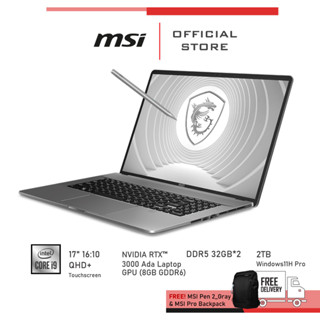 MSI Notebook (โน้ตบุ๊ค) CreatorPro Z17 HX A13VKT-225TH (i9, DDR5 32GB*2,Touchscreen,17นิ้ว)