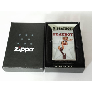 ZIPPO 207  PLAY BOY COVER      FEB   1985 STREET CHROME COLOR IMAGE  สีเงินผิวโครเมี่ยมลายแบบสกรีนรูปหน้าปกนิตยสาร