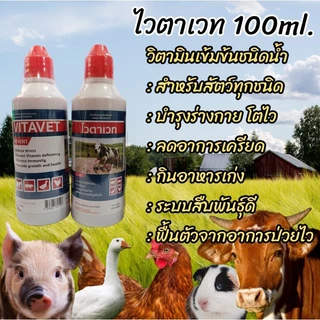 ไวตาเวท 100มล.วิตามินน้ำเข้มขันสำหรับสัตว์ วิตามินรวมชนิดน้ำแบบเข้มข้น สำหรับบำรุงให้สัตว์เลี้ยงเเข็งแรงโตไว ฟื้นตัวเร็ว
