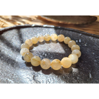 (ราคาพิเศษ)กำไลหิน หินไหมทอง Golden Rutilated Quartz 11-11.8 มิล *หินแท้