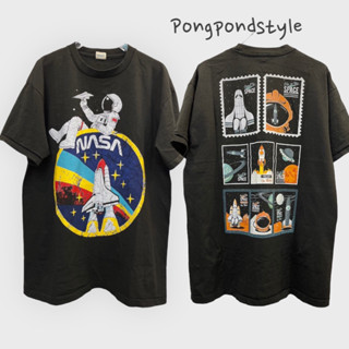 NaSA เสื้อยืดผ้าฟอก Unisex Cotton 100 งานใหม่ ทำเก่า ผ้าฟอกเฟดนุ่มไร้ตะเข็บข้าง สกรีนจม หน้าหลัง
