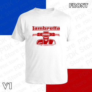 เสื้อยืด คอกลม แขนสั้น Lambretta G350 สกรีน Flex pu  ขอบสวย คมชัด ผ้า cotton 100%