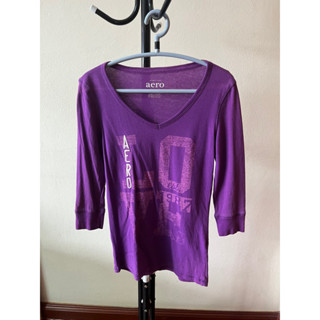 เสื้อยืดแขนยาว สีม่วง Aeropostale