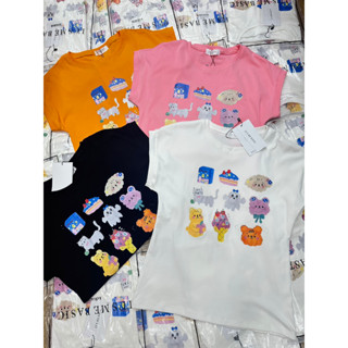 เสื้อยืดผ้าคอตตอนผู้หญิงสีขาว ลายน่ารัก คอกลมผ้านิ่มใส่สบาย ป้าย It me basic.