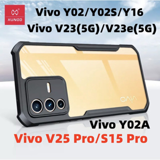 แท้100% Vivo V25 Pro/S15 Pro/V23/V23e/Y02/Y02A เคสกันกระแทก เคสแบบกันกระแทกหลังใส ขอบข้างนิ่มสีดำ