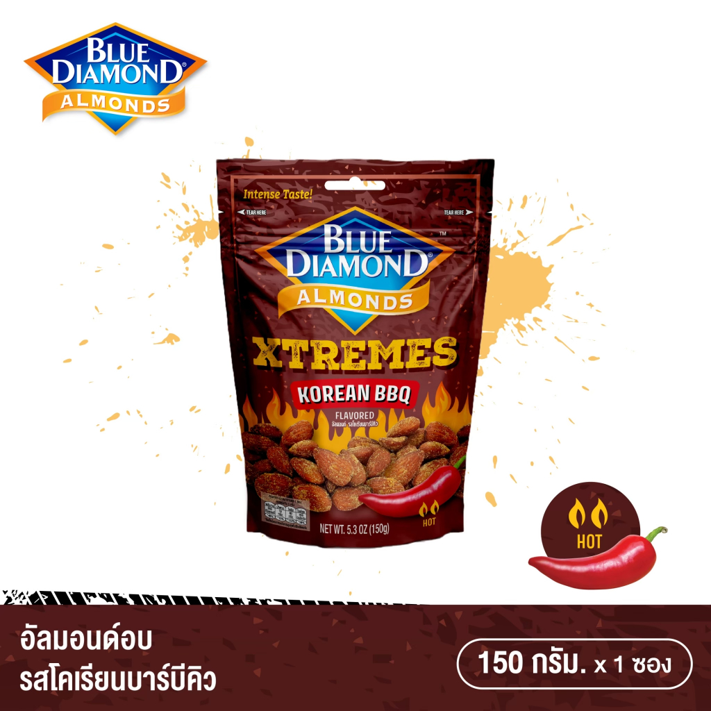 บลูไดมอนด์ อัลมอนด์ โคเรียนบาร์บีคิว 150 ก. Blue Diamond Almonds Korean BBQ Flavored 150g.