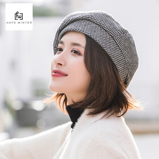หมวกเบเร่ต์คุณหนูลายตาราง มีซับใน อุ่นหัว เหมาะกับอากาศช่วงใ…