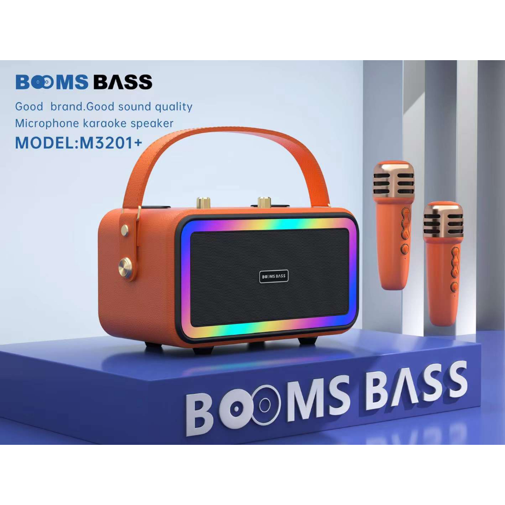 ลำโพงบลูทูธ บุหนังรุ่นM3201+ ลำโพงเสียงดีwireless speakerลําโพงซับวูฟเฟอร์บลูทูธไร้สาย แบบพกพา พร้อมไมรโคโฟคาราโอเกะ2ตัว