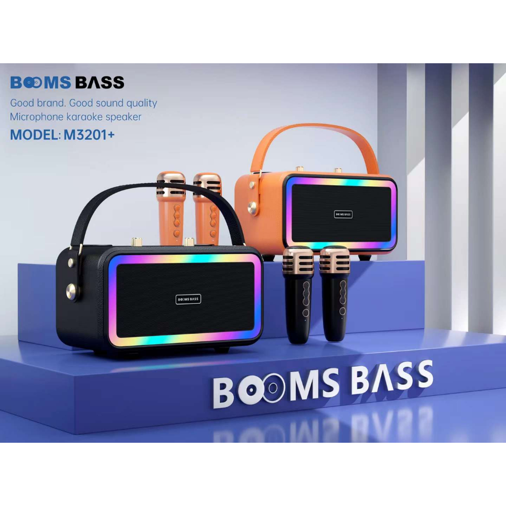 ลำโพงบลูทูธ บุหนังรุ่นM3201+ ลำโพงเสียงดีwireless speakerลําโพงซับวูฟเฟอร์บลูทูธไร้สาย แบบพกพา พร้อมไมรโคโฟคาราโอเกะ2ตัว