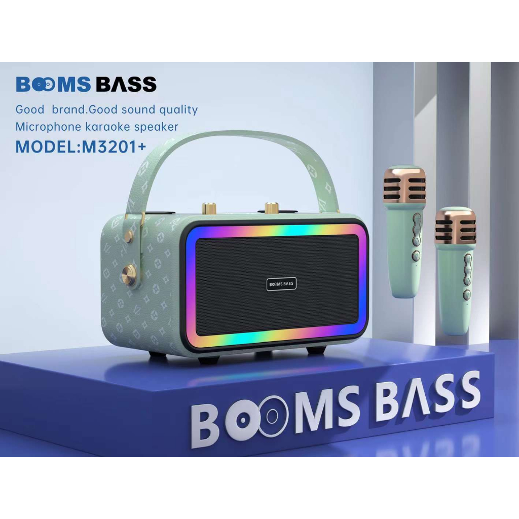 ลำโพงบลูทูธ บุหนังรุ่นM3201+ ลำโพงเสียงดีwireless speakerลําโพงซับวูฟเฟอร์บลูทูธไร้สาย แบบพกพา พร้อมไมรโคโฟคาราโอเกะ2ตัว