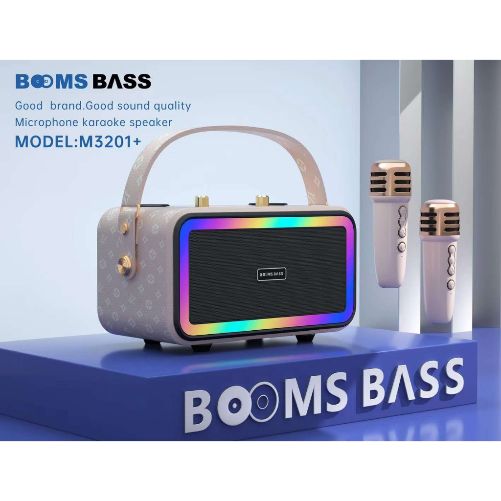 ลำโพงบลูทูธ บุหนังรุ่นM3201+ ลำโพงเสียงดีwireless speakerลําโพงซับวูฟเฟอร์บลูทูธไร้สาย แบบพกพา พร้อมไมรโคโฟคาราโอเกะ2ตัว