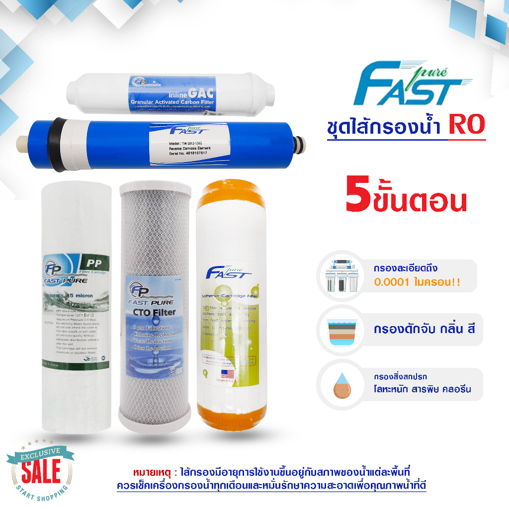 ไส้กรองน้ำดื่ม RO 50 75 100 150 200 GPD 3 5 ขั้นตอน Uni pure Green ไส้กรองน้ำ เรซิ่น เมมเบรน Unipure เครื่องกรองน้ำ